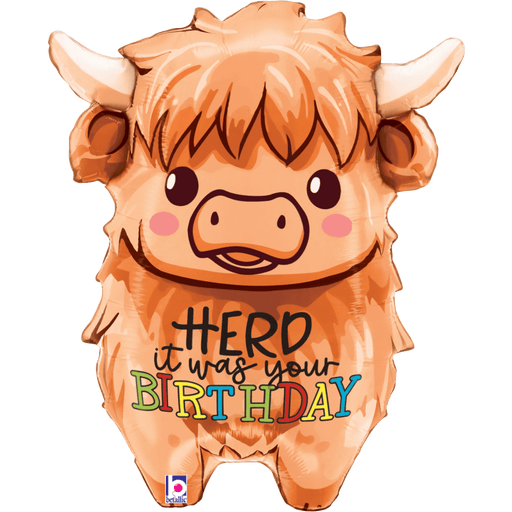 Highland Cow Birthday Supershape Mylar Balloon | 1ct
