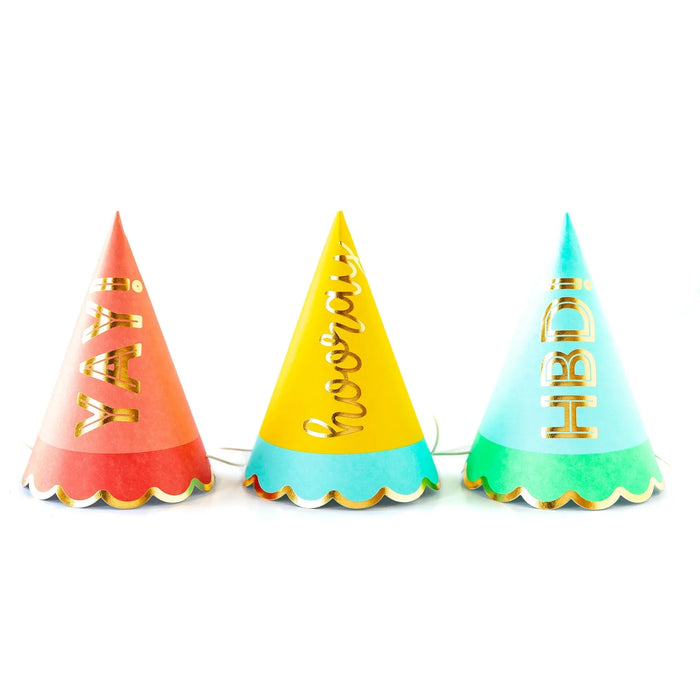 Hip Hip Hooray Party Hats, Assorted, 7" | 9 ct - Zurchers