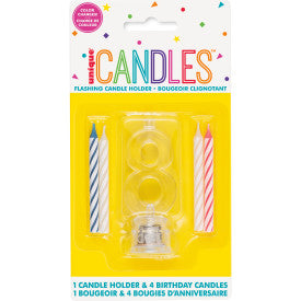 Flashing Candle Holder W/Birthday Candles #8 | 1ct