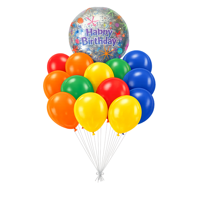 Holographic Happy Birthday Bouquet | 14 pcs - Zurchers
