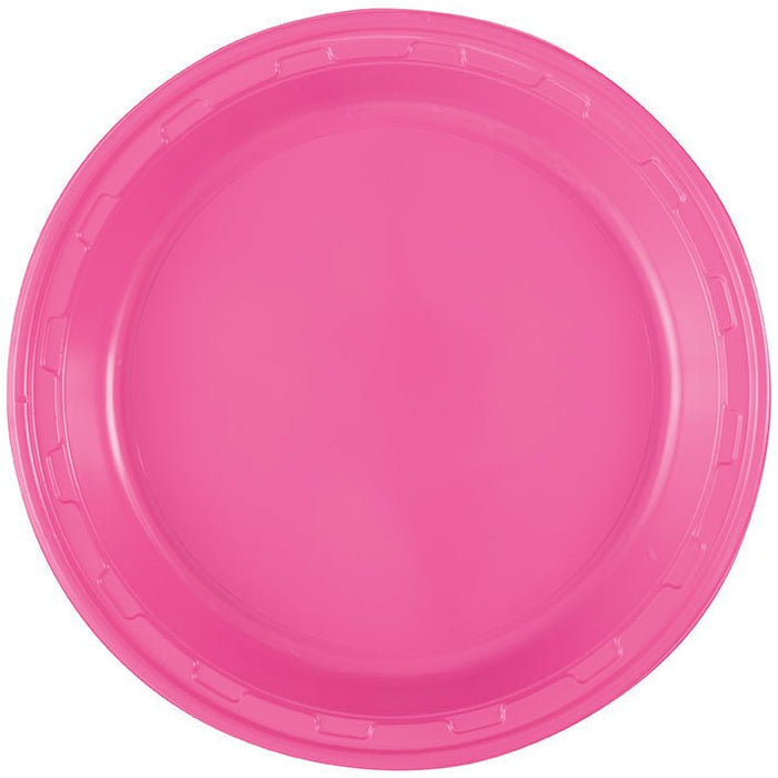 50ct 10in Plastic Plate Hot Pink - Party Supplies
