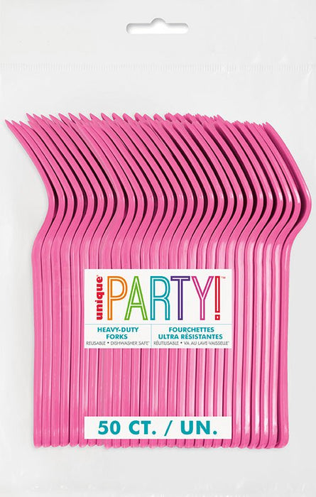 50ct Forks Hot Pink Premium - Party Supplies