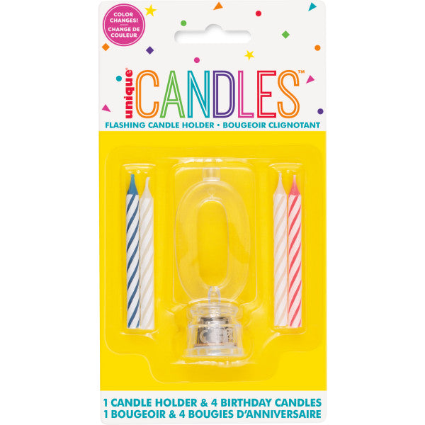 Flashing Candle Holder W/Birthday Candles #0 | 1ct