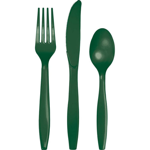 Hunter Green Cutlery Assortment | 24ct