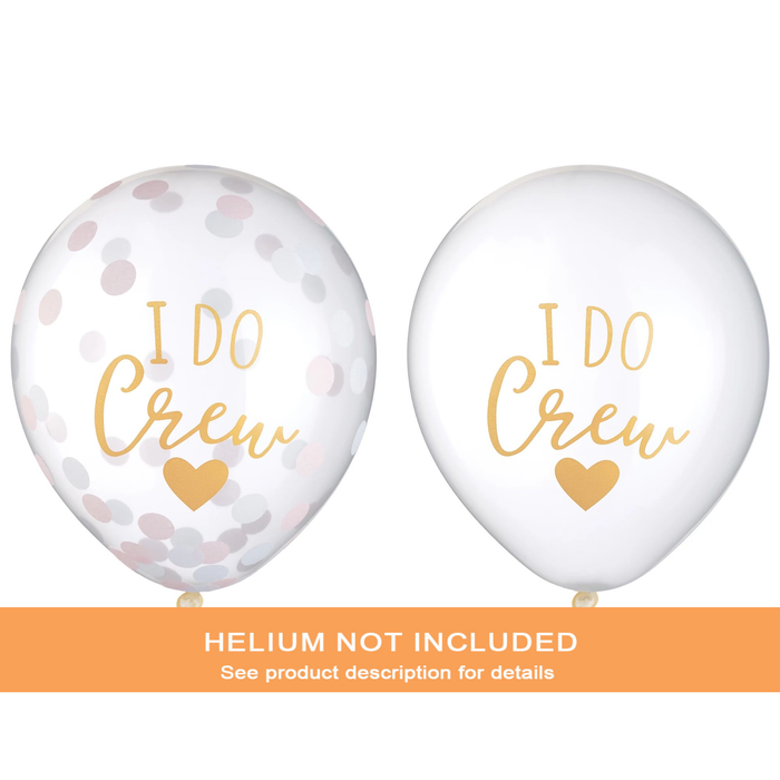 "I Do Crew" Confetti Latex Balloons 12" | 6 ct