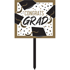 A 26-Inch Tall Graduation Golden Grad Yard Sign.