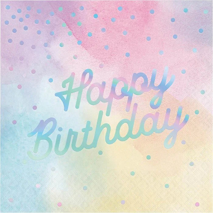 Iridescent Happy Birthday Lunch Napkins 6.5" | 16ct - Zurchers