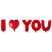 Air Filled I ❤ YOU Heart Red Mylar Balloon Banner 50" | 1 set
