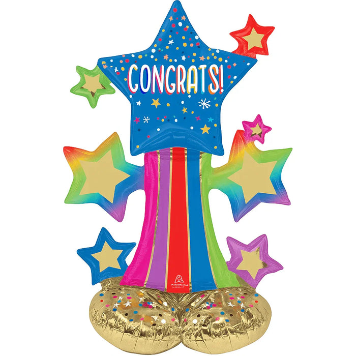Colorful Star Bursts Congrats Airloonz Jr 25"x36" | 1ct - Zurchers