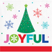 "JOYFUL" Christmas Napkin with Tree and Snowflakes | 1ct - Zurchers