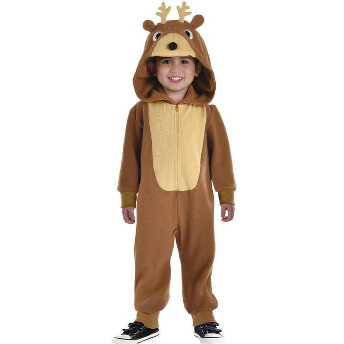 Kids' Reindeer One Piece Zipster Costume Toddler Size 3 - 4 | 1 ct - Zurchers