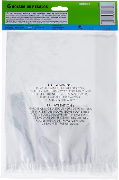 6ct Large Clear Gift Bag 