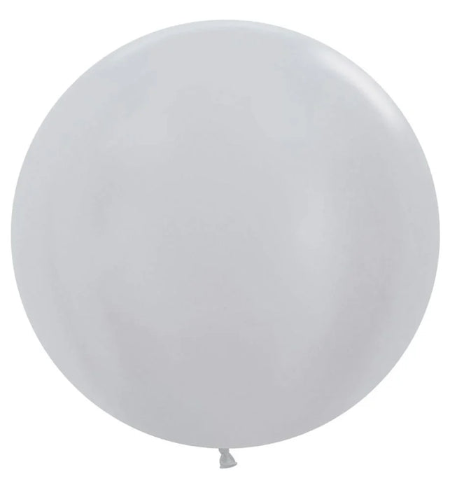24" Sempertex Latex Balloon Pack, Metallic Silver | 10 ct - Zurchers