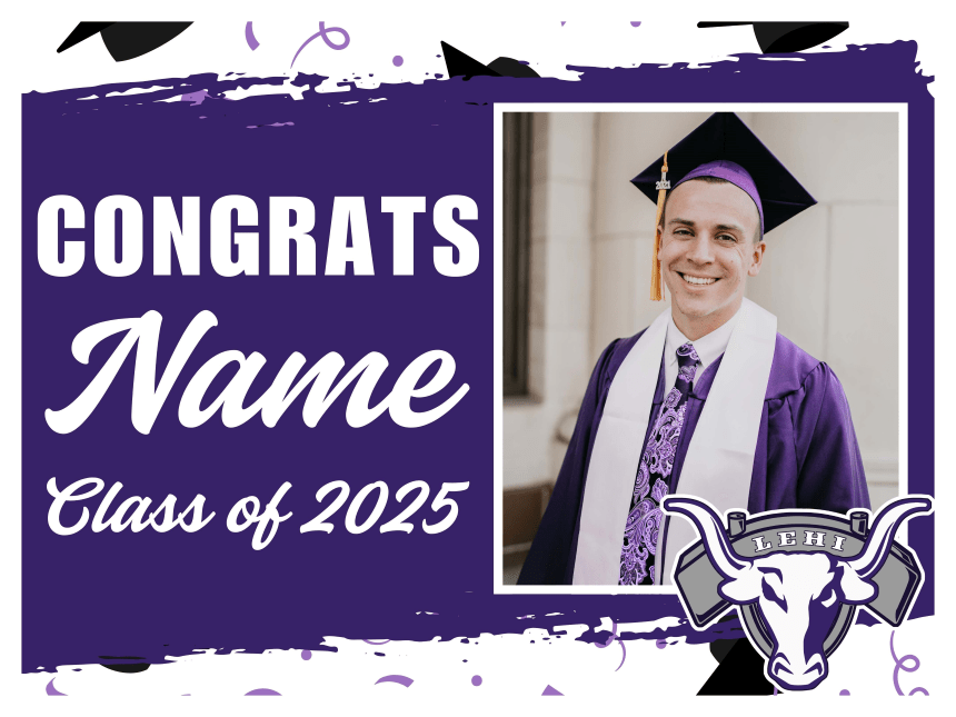 Lehi High School Custom Grad Pic Yard Sign, 24" x 18 | 1 ct
