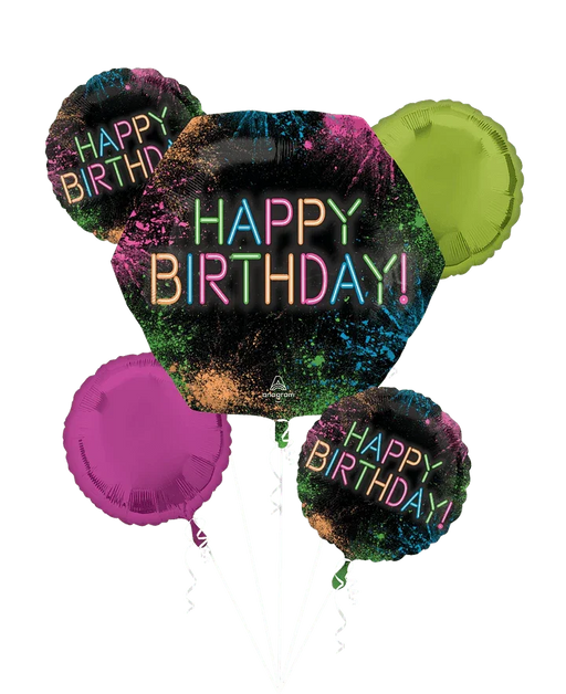 Let's Glow Crazy Birthday Balloon Bouquet | 5 pcs - Zurchers