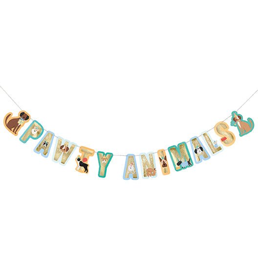 9ft Letter Banner "Pawty Animal"  Paw Party