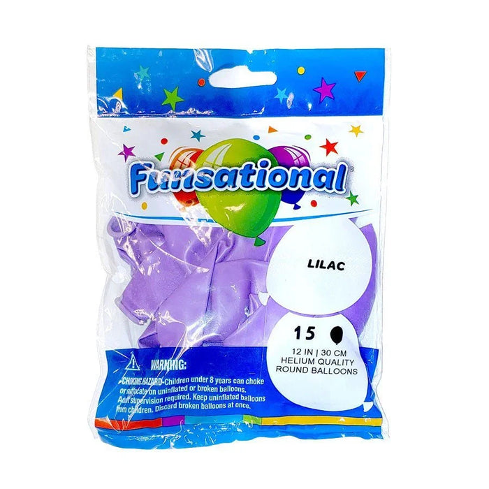 12" Funsational Latex Balloon Pack, Lilac | 15 ct - Zurchers
