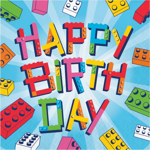 Block Bash Happy Birthday Lunch Napkins | 16 ct - Zurchers