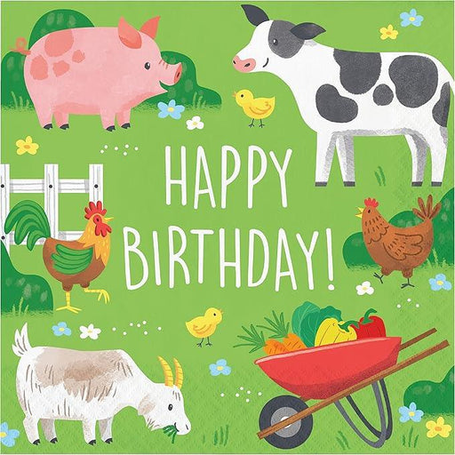 Farm Animals Happy Birthday Lunch Napkins | 16 ct - Zurchers