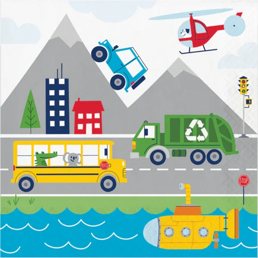 Transportation Time Lunch Napkins | 16 ct - Zurchers