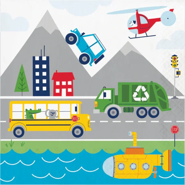 Transportation Time Lunch Napkins | 16 ct - Zurchers