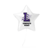White star-shaped balloon with personalized text on a white background