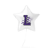 White star-shaped balloon with a purple letter 'L' on a white background