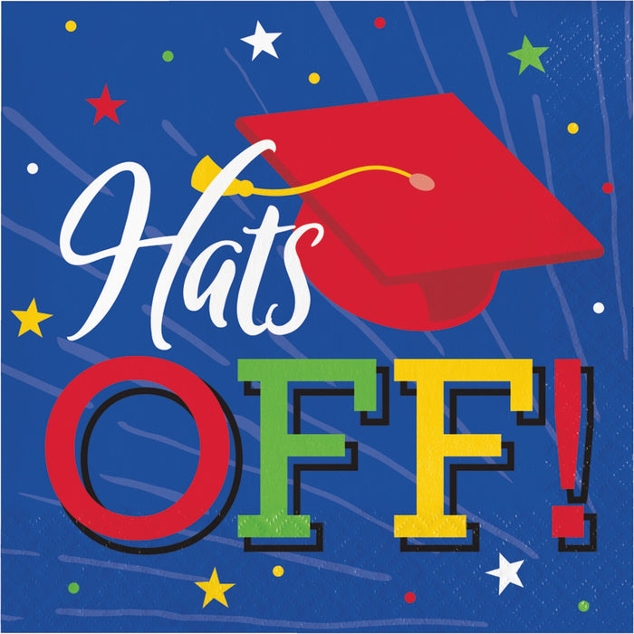 Luncheon Napkin Hats Off Graduation | 16ct - Party Supplies