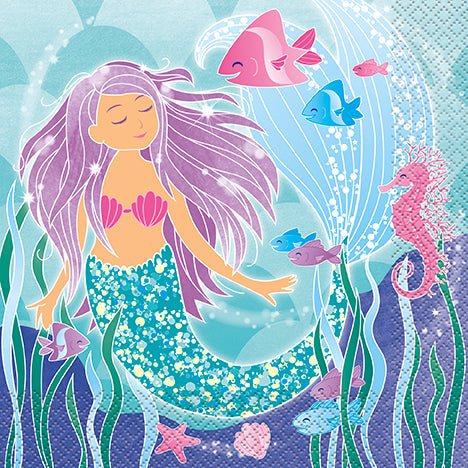 16ct Lunch Napkins Mermaid - Party Supplies
