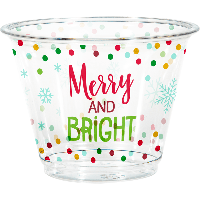 “Merry and Bright” Holiday Plastic Cup with Confetti Dots | 1ct - Zurchers