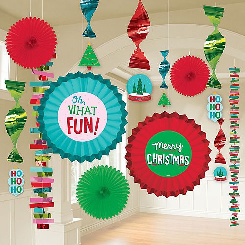 Merry Christmas Paper & Foil Hanging Decorating Kit | 13pcs - Zurchers