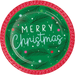 Merry Christmas Plate with Pine Branches and Colorful Stars | 1ct - Zurchers