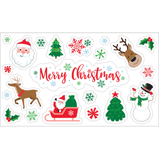 Merry Christmas Sticker Sheet – Santa, Reindeer, and Snowflakes | 1ct - Zurchers