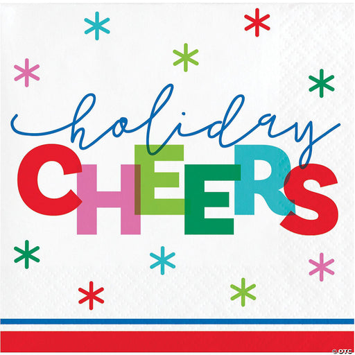 Brighten your Christmas gathering with these cheerful beverage napkins. Featuring a bold "Holiday Cheers" design, they'll add festive flair to your celebration. Pack contains 16 beverage napkins.