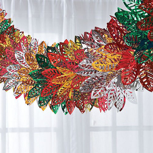 Metallic Poinsettia Accordion Foil Garland | 1ct - Zurchers