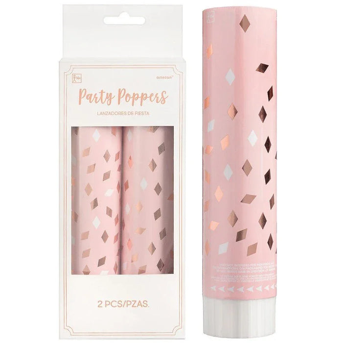Metallic Blush Birthday Confetti Party Poppers | 2ct - Zurchers