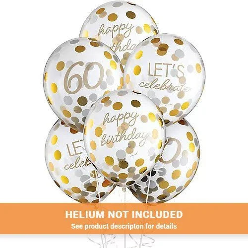 Milestone Latex Confetti 60th Golden Age Balloons 12" | 6 ct - Zurchers