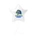 White star-shaped balloon with a horse logo and 'Congrats Name!' text on a white background