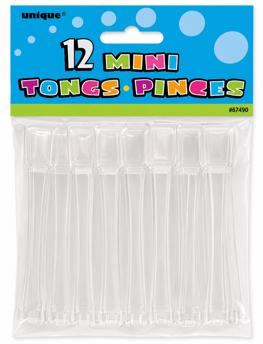 12ct Mini Clear Tongs Plastic - Party Supplies