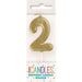 Mini Gold Number 2 Candle - Party Supplies