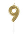 Mini Gold Number 9 Candle - Party Supplies