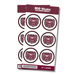 Sheet of MO State stickers with bear logo on a white background