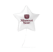 White star-shaped balloon with Missouri State logo on a white background