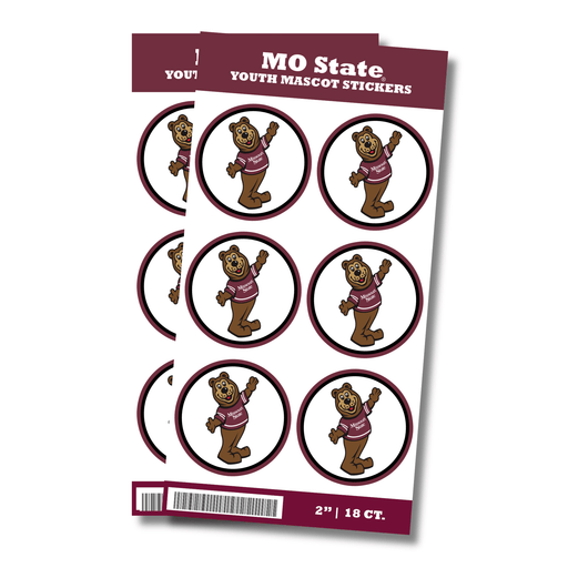 Missouri State Youth Mascot Boomer The Bear Sticker 2" | 24ct
