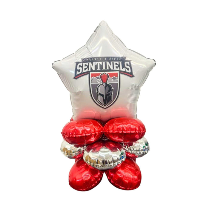 Star-shaped balloon with 'Sentinels' logo on a white background