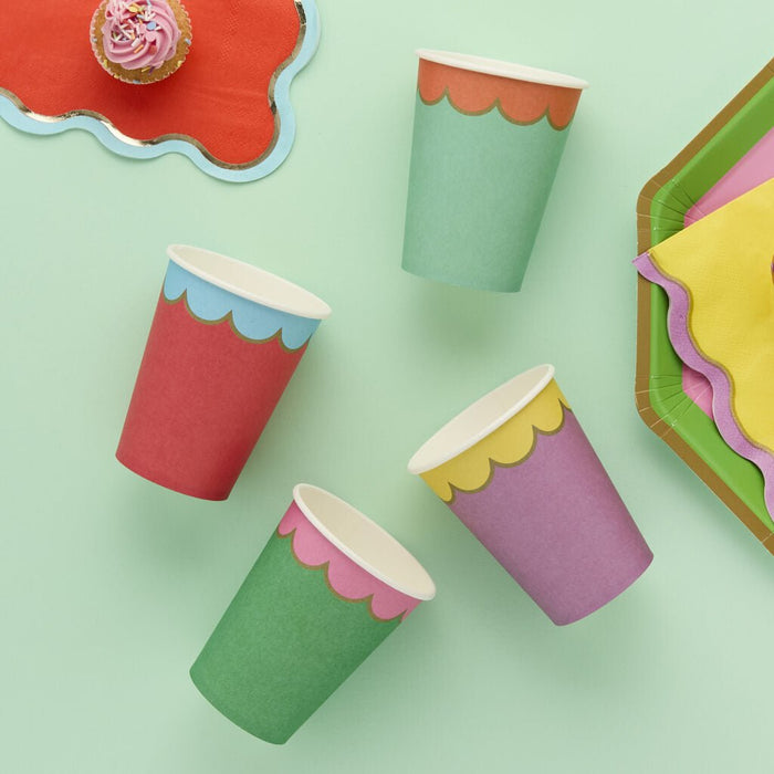 Multicolor Scalloped Paper Party Cups | 8ct - Zurchers