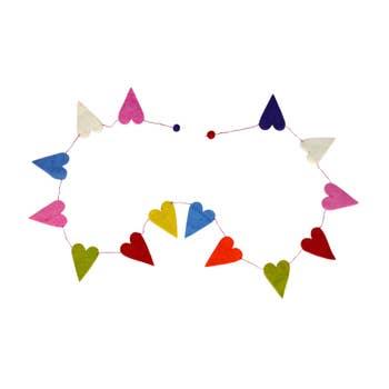 Multicolor Hearts Pompom Felt Garland 6ft | 1ct - Zurchers