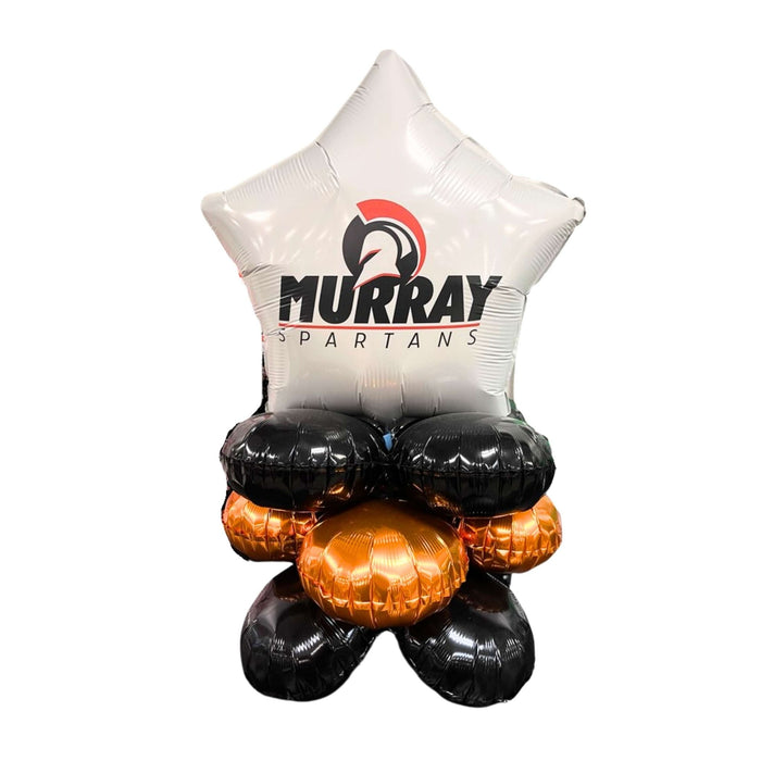 Star-shaped balloon with Murray Spartans logo on a white background