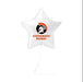White star-shaped balloon with personalized text on a white background