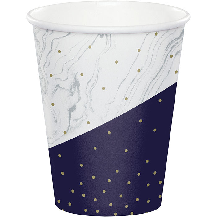 Navy & Gold Milestone Happy Birthday To You Paper Cups 9oz | 8ct